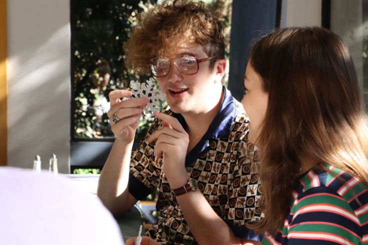 16Student examines snowflake