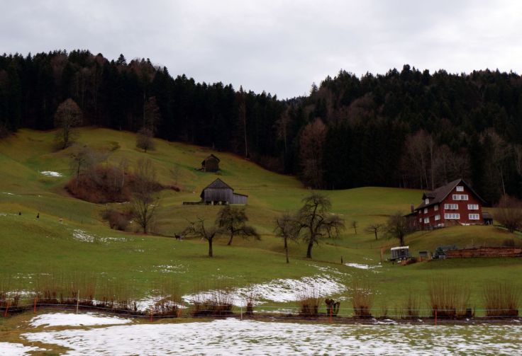 Ebnat-Kappel avec un peu de neige.