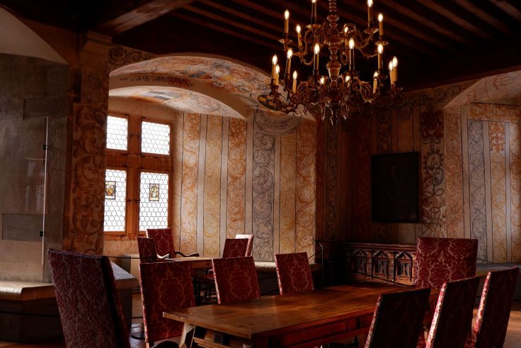 la salle des baillis dans le château de Gruyère
