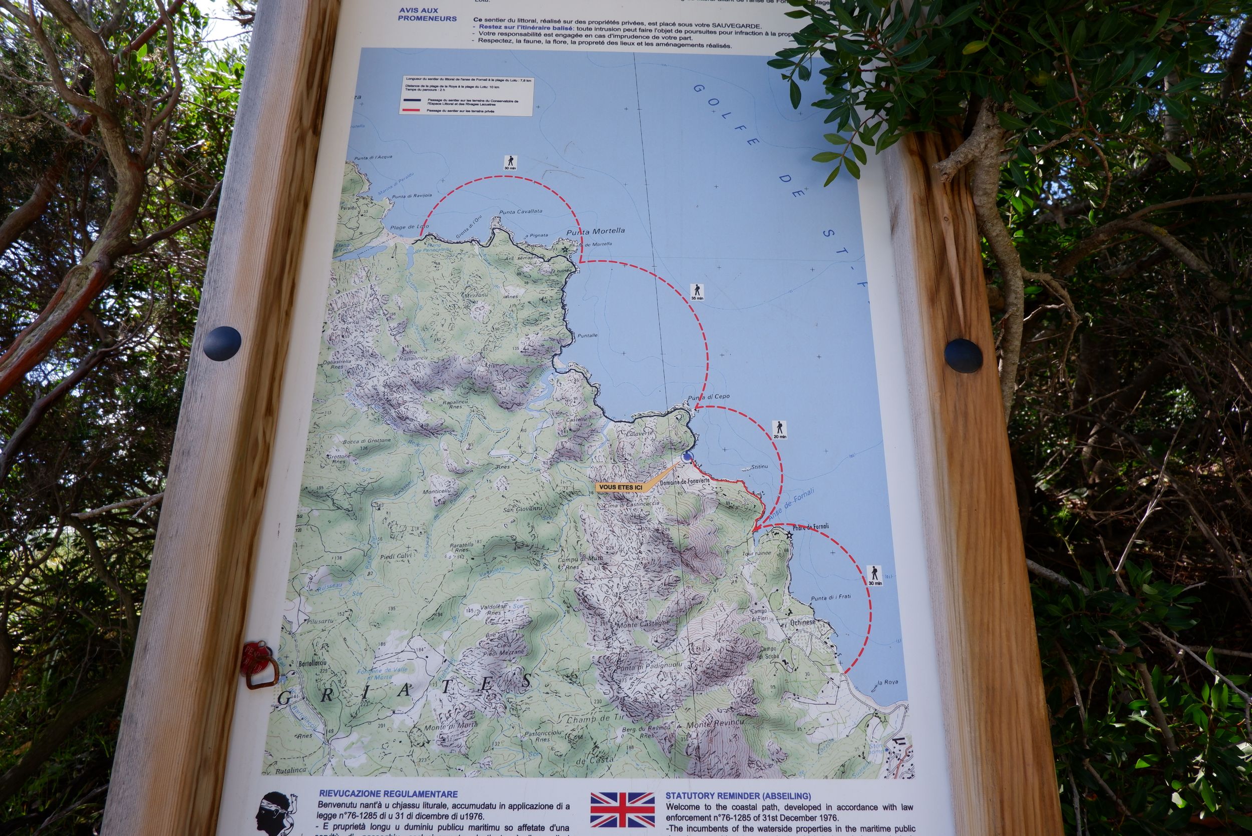 Carte de la randonnée dans le désert des Agriates